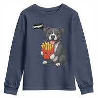 Funny Bonjour French Fries Youth Sweatshirt Pitbull Dog Gift - Wonder Print Shop