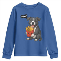 Funny Bonjour French Fries Youth Sweatshirt Pitbull Dog Gift - Wonder Print Shop