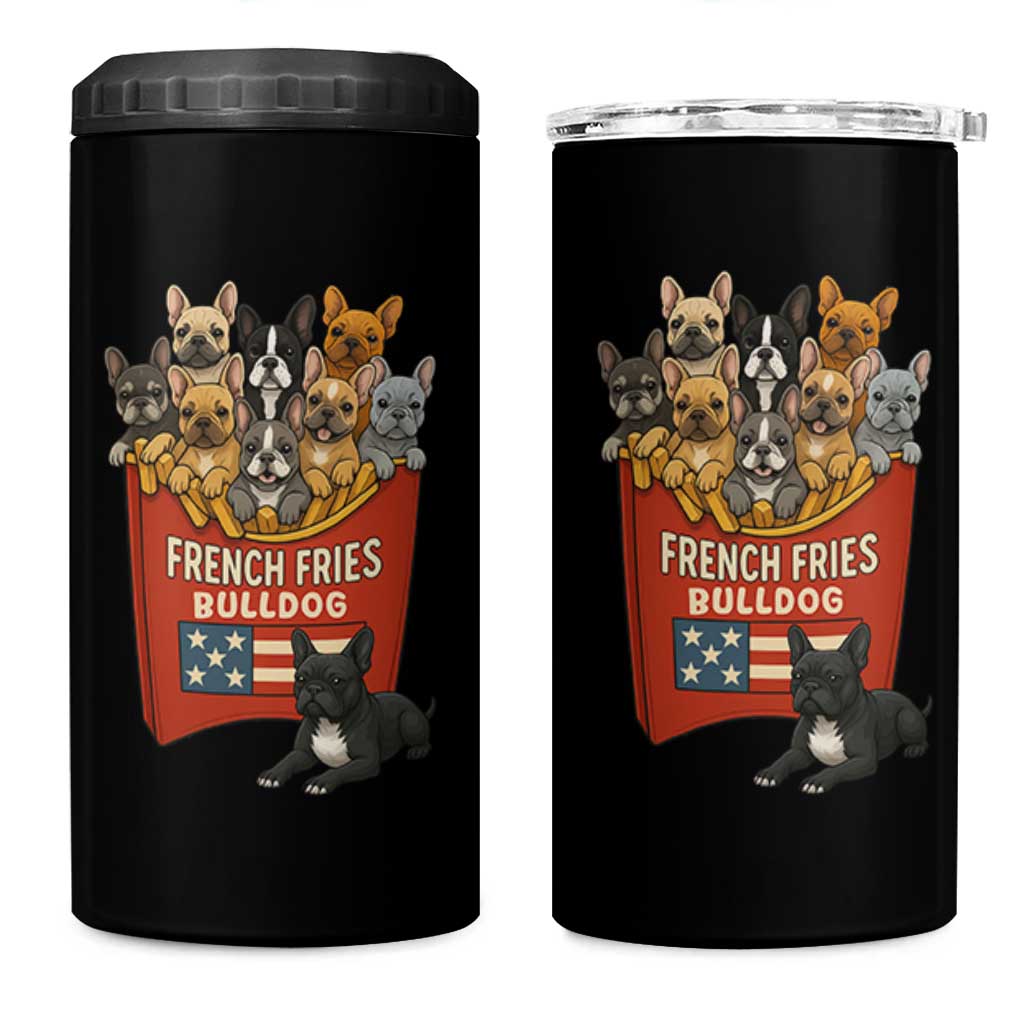 Funny French Fries Bulldog 4 in 1 Can Cooler Tumbler Dog Lover Gift