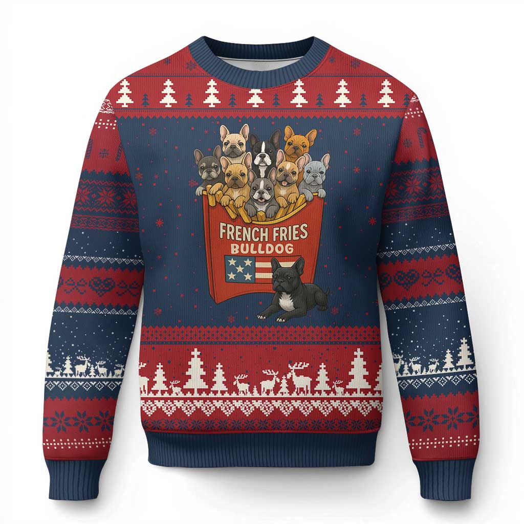 Funny French Fries Bulldog Ugly Christmas Sweater Dog Lover Gift - Wonder Print Shop