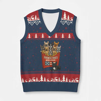 Funny French Fries Bulldog V-Neck Knit Sweater Vest Dog Lover Gift - Wonder Print Shop
