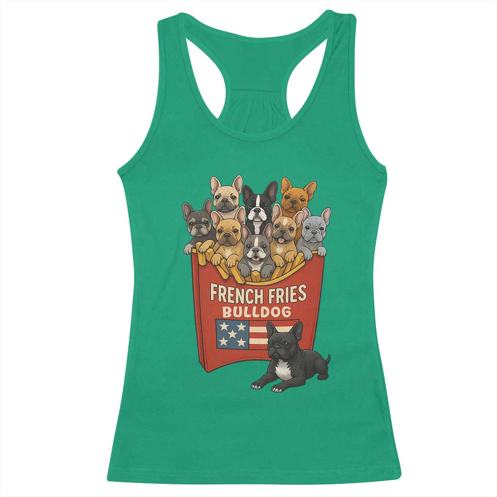 Funny French Fries Bulldog Racerback Tank Top Dog Lover Gift - Wonder Print Shop