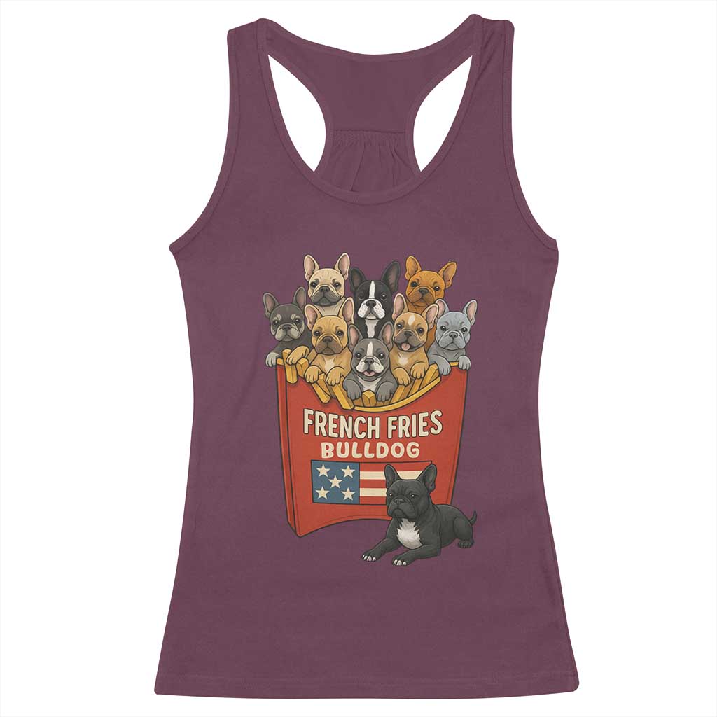 Funny French Fries Bulldog Racerback Tank Top Dog Lover Gift - Wonder Print Shop