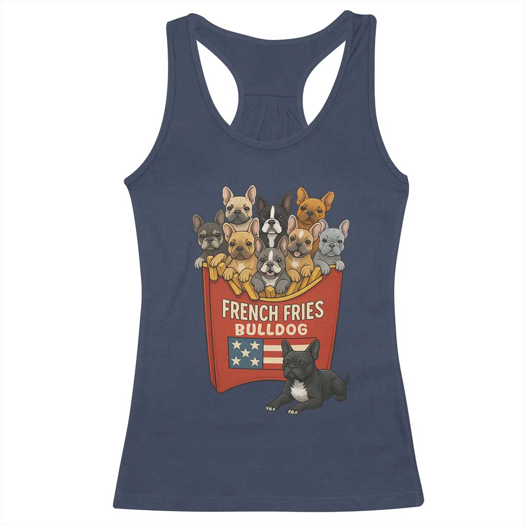 Funny French Fries Bulldog Racerback Tank Top Dog Lover Gift - Wonder Print Shop
