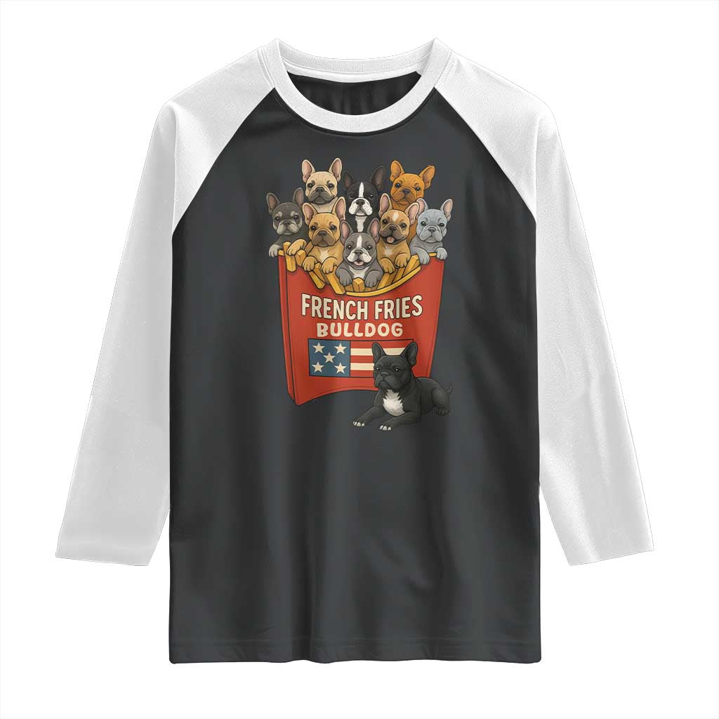 Funny French Fries Bulldog Raglan Shirt Dog Lover Gift - Wonder Print Shop