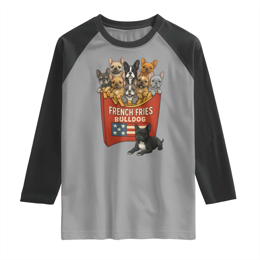 Funny French Fries Bulldog Raglan Shirt Dog Lover Gift - Wonder Print Shop