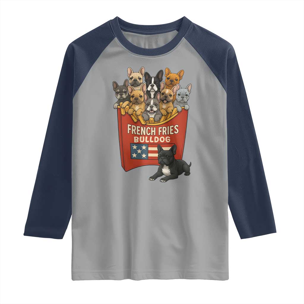 Funny French Fries Bulldog Raglan Shirt Dog Lover Gift - Wonder Print Shop