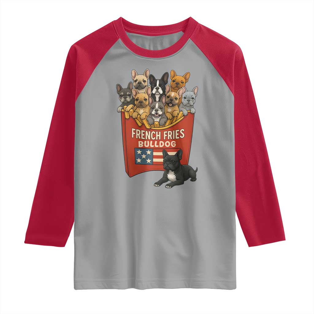 Funny French Fries Bulldog Raglan Shirt Dog Lover Gift - Wonder Print Shop