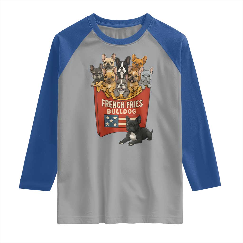 Funny French Fries Bulldog Raglan Shirt Dog Lover Gift - Wonder Print Shop
