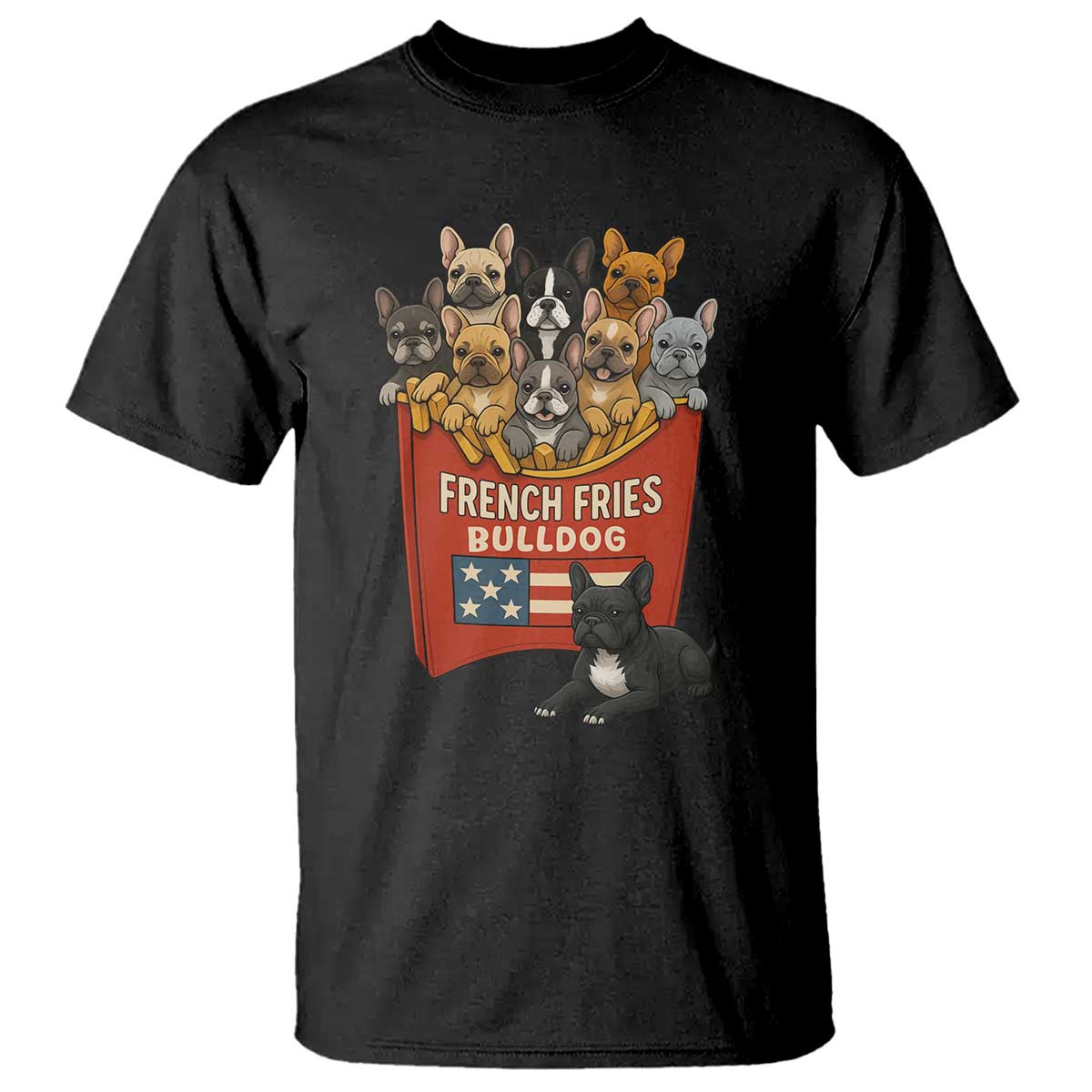 Funny French Fries Bulldog T Shirt Dog Lover Gift - Wonder Print Shop