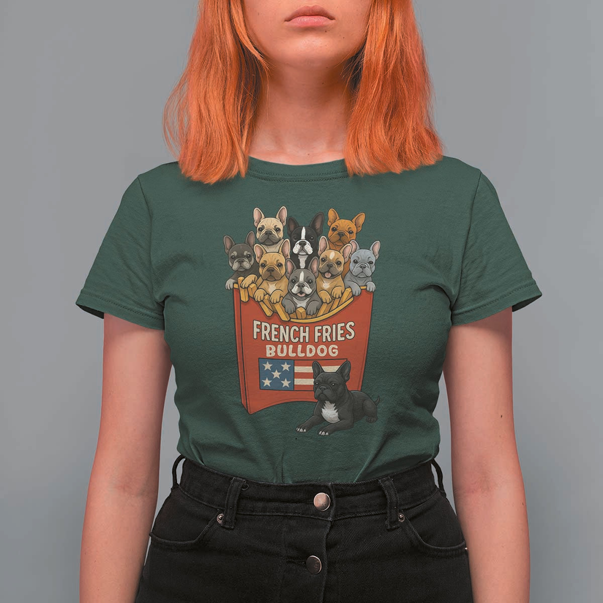 Funny French Fries Bulldog T Shirt For Women Dog Lover Gift - Wonder Print Shop