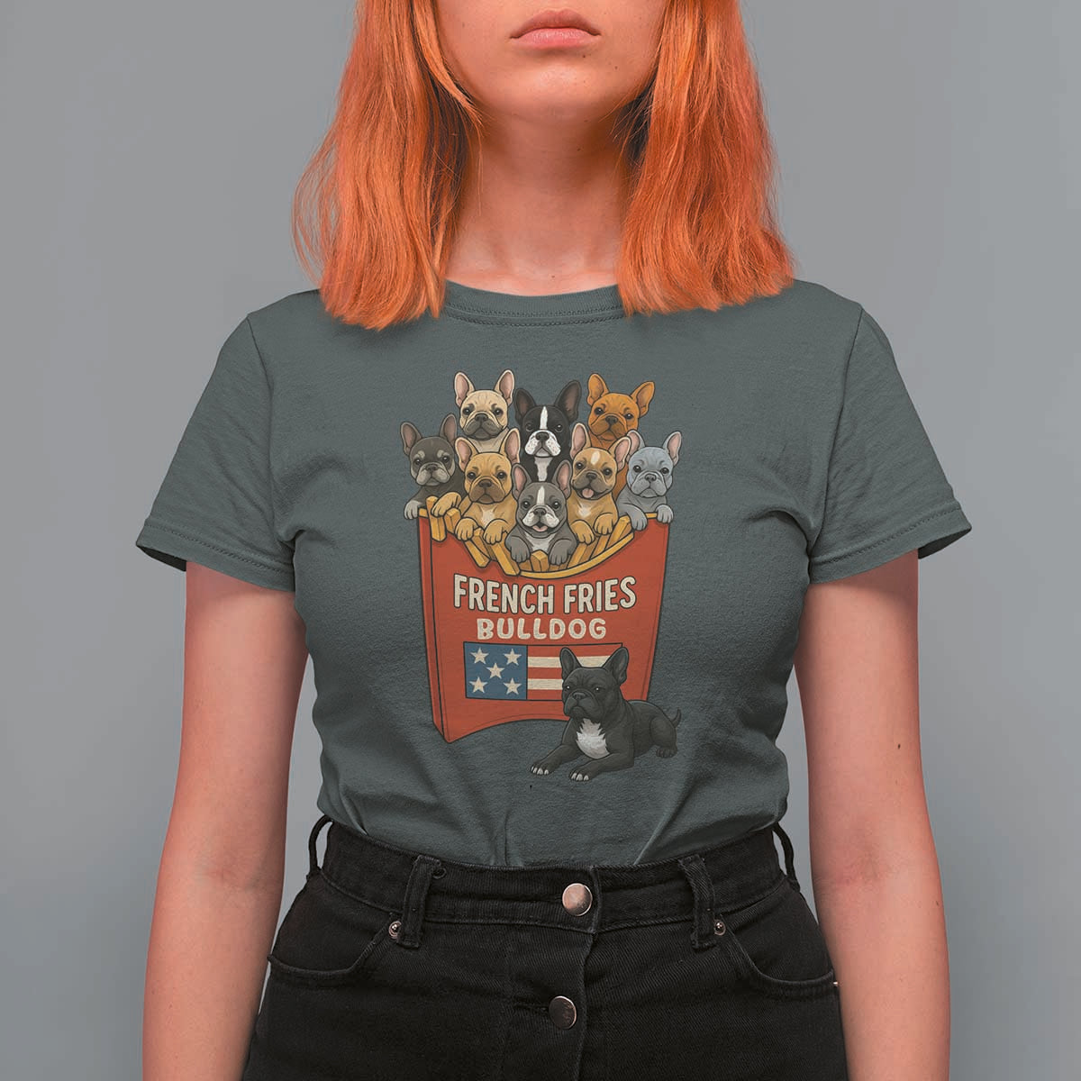 Funny French Fries Bulldog T Shirt For Women Dog Lover Gift - Wonder Print Shop