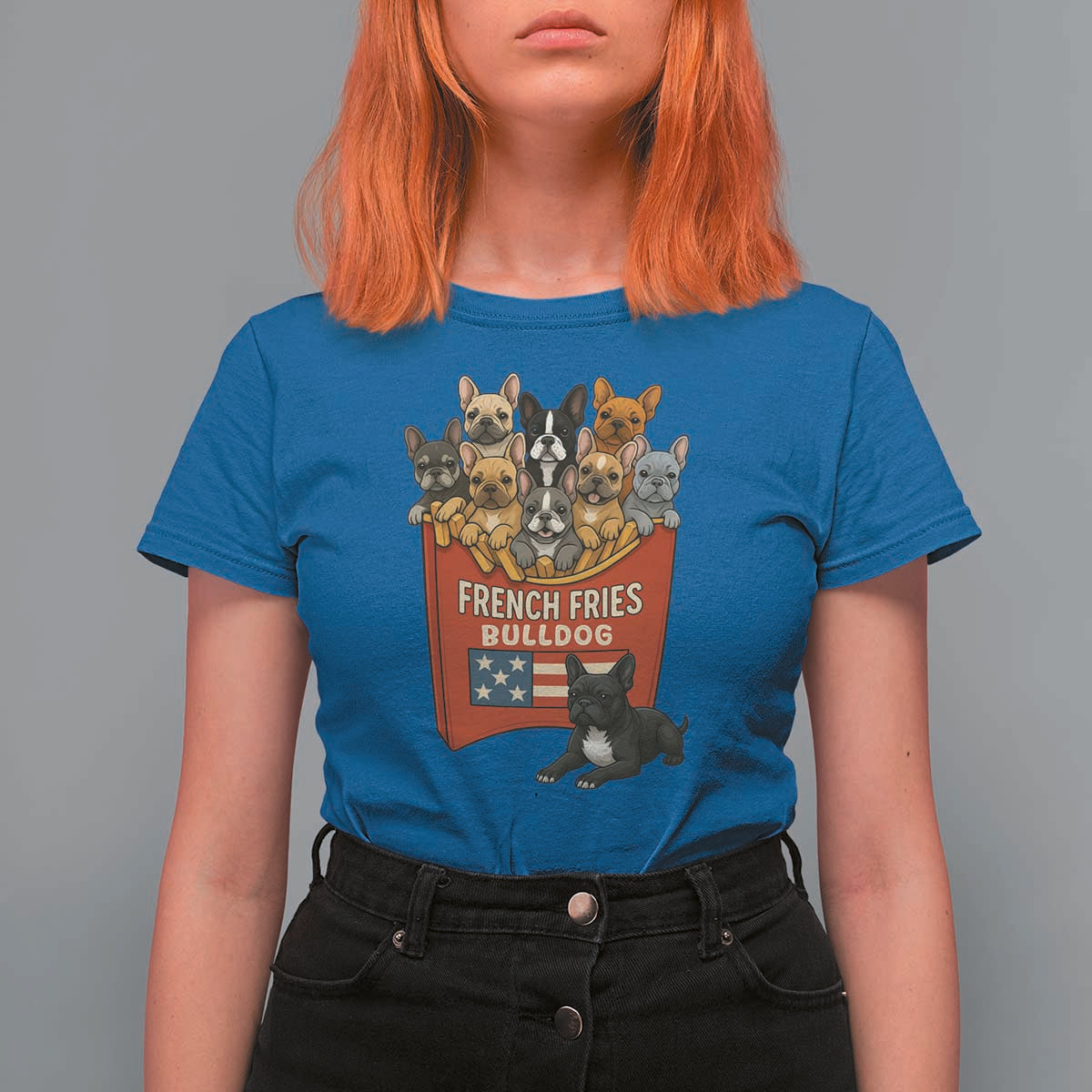 Funny French Fries Bulldog T Shirt For Women Dog Lover Gift - Wonder Print Shop