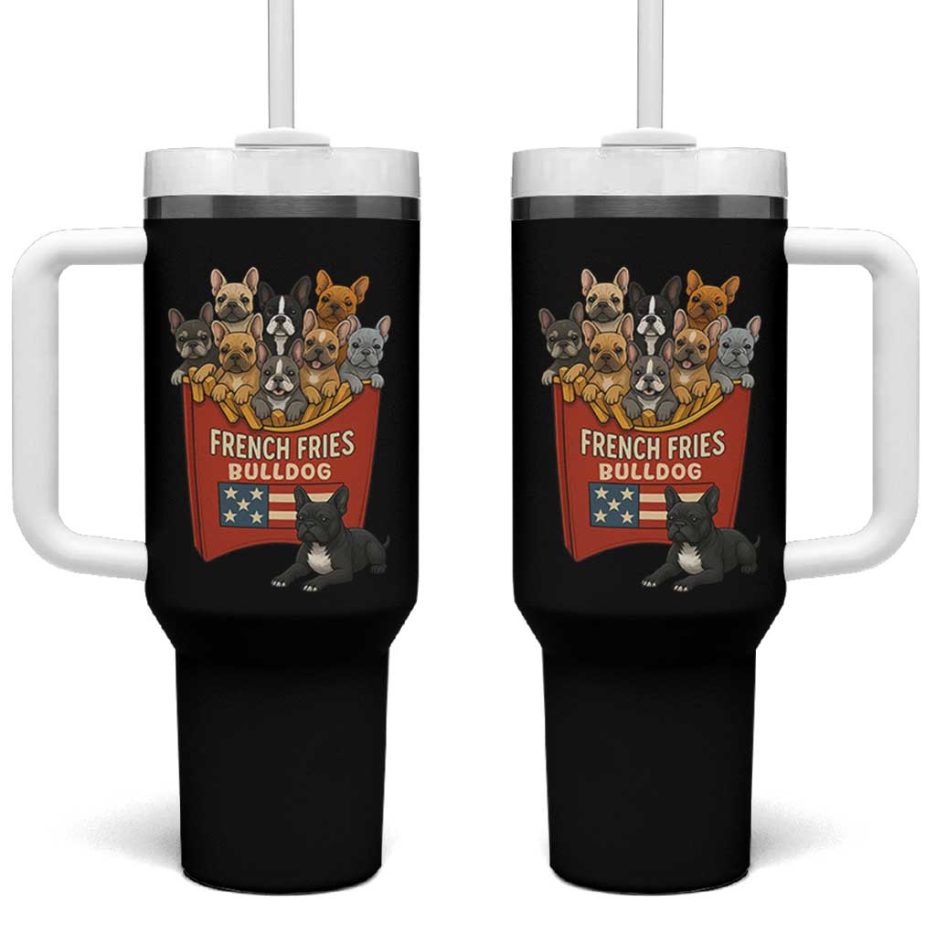 Funny French Fries Bulldog Tumbler With Handle Dog Lover Gift