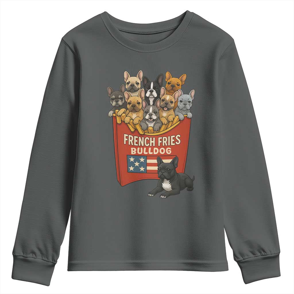Funny French Fries Bulldog Youth Sweatshirt Dog Lover Gift - Wonder Print Shop