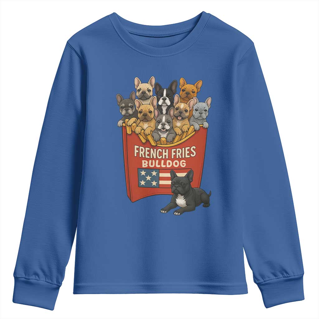 Funny French Fries Bulldog Youth Sweatshirt Dog Lover Gift - Wonder Print Shop