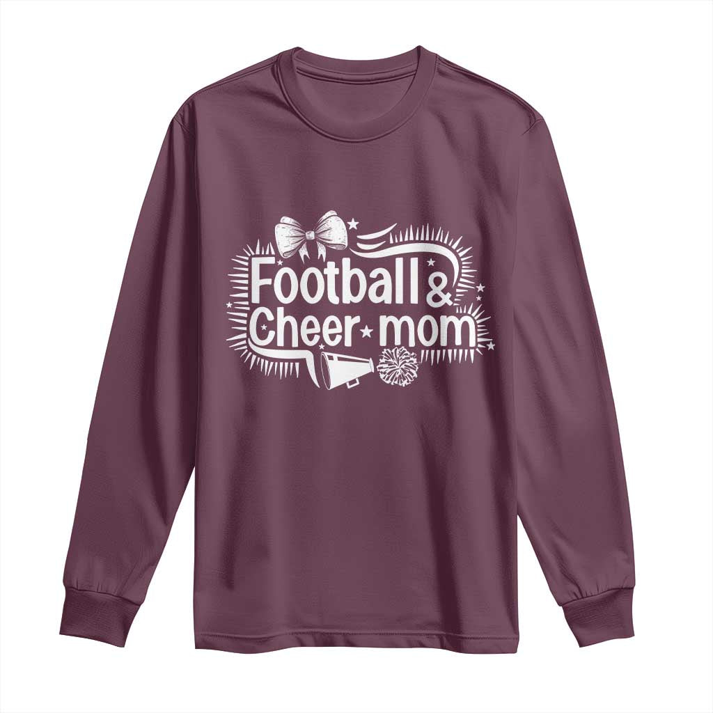 Football And Cheer Mom Quote Long Sleeve Shirt Sport Cheerleading Season Gift - Wonder Print Shop