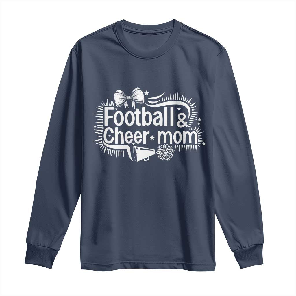 Football And Cheer Mom Quote Long Sleeve Shirt Sport Cheerleading Season Gift - Wonder Print Shop
