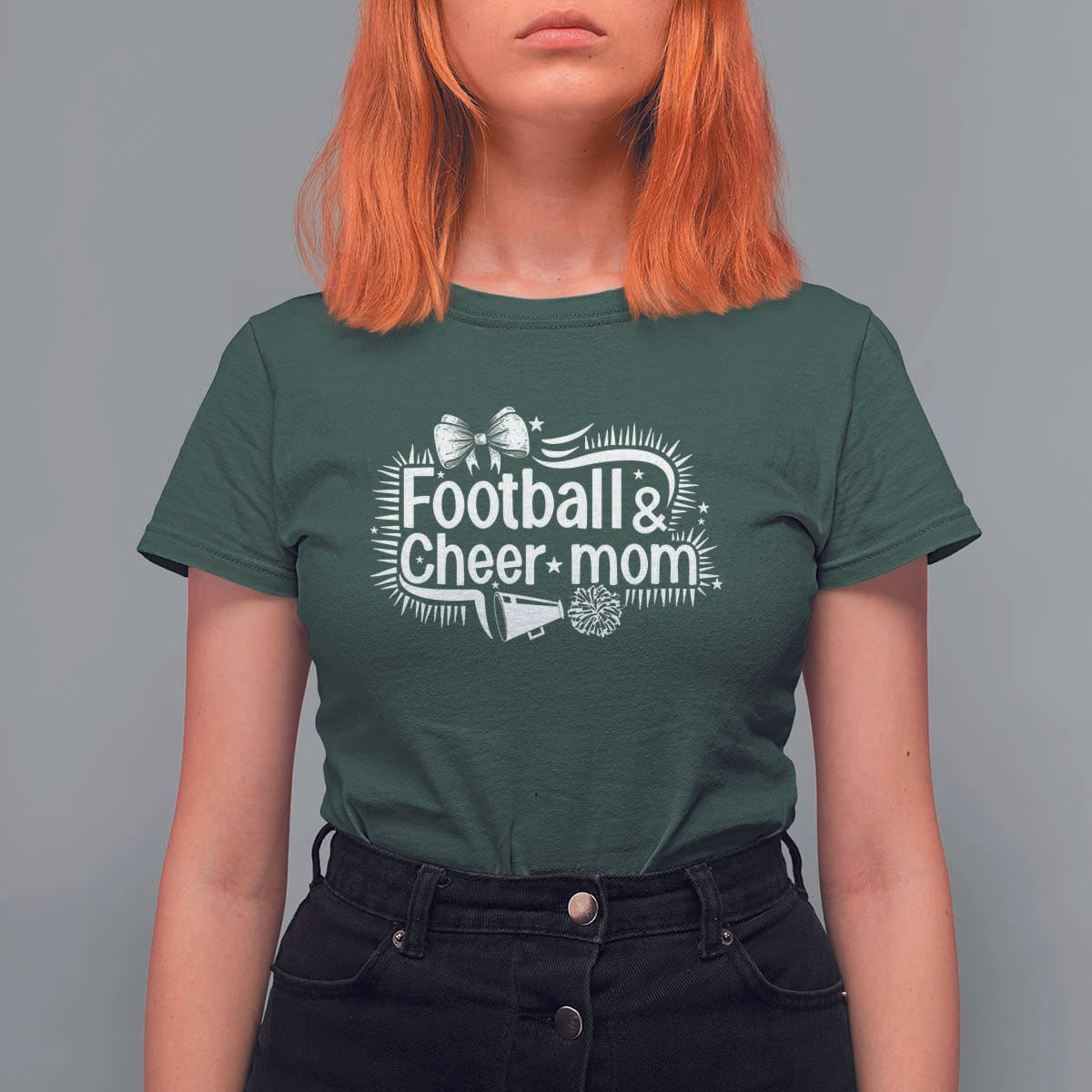 Football And Cheer Mom Quote T Shirt For Women Sport Cheerleading Season Gift - Wonder Print Shop