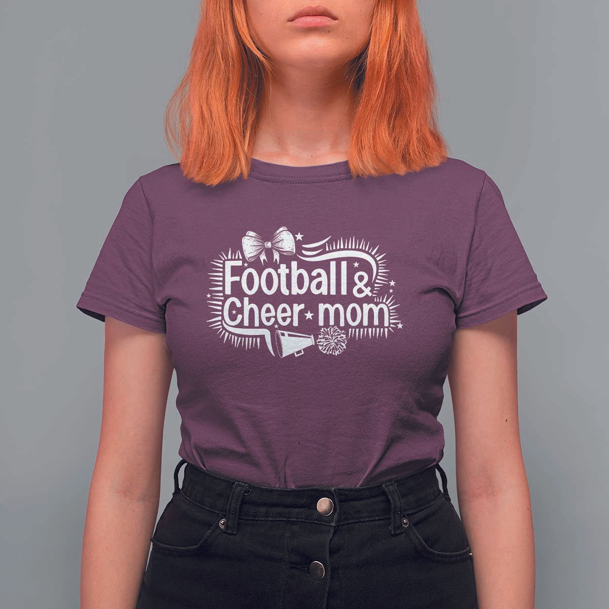 Football And Cheer Mom Quote T Shirt For Women Sport Cheerleading Season Gift - Wonder Print Shop