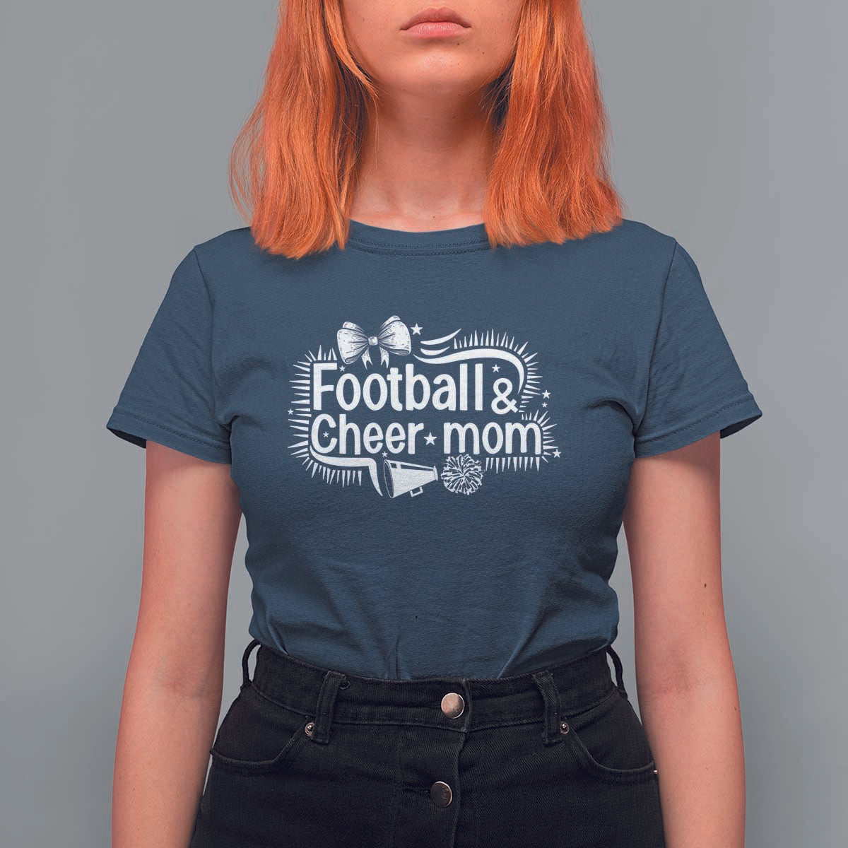Football And Cheer Mom Quote T Shirt For Women Sport Cheerleading Season Gift - Wonder Print Shop
