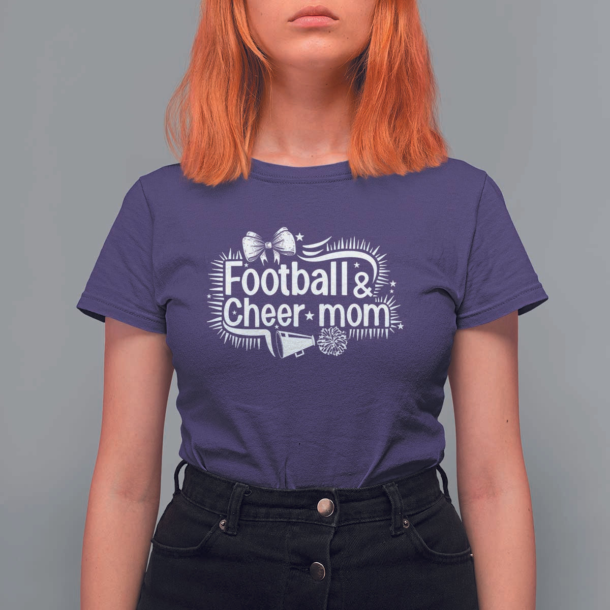 Football And Cheer Mom Quote T Shirt For Women Sport Cheerleading Season Gift - Wonder Print Shop