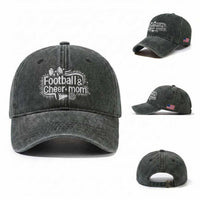Football And Cheer Mom Quote Washed Cotton Baseball Cap Sport Cheerleading Season Gift