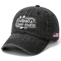 Football And Cheer Mom Quote Washed Cotton Baseball Cap Sport Cheerleading Season Gift