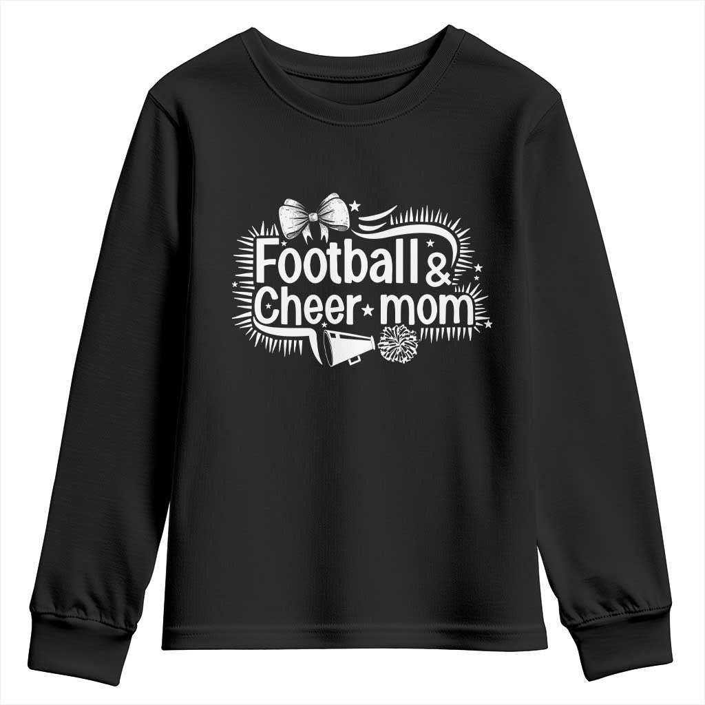 Football And Cheer Mom Quote Youth Sweatshirt Sport Cheerleading Season Gift - Wonder Print Shop