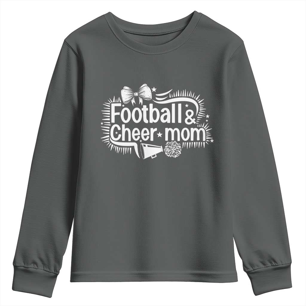 Football And Cheer Mom Quote Youth Sweatshirt Sport Cheerleading Season Gift - Wonder Print Shop