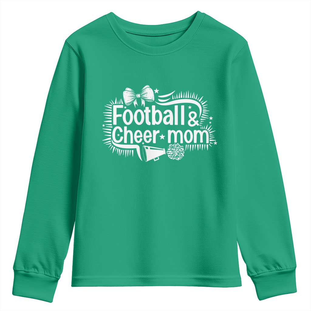 Football And Cheer Mom Quote Youth Sweatshirt Sport Cheerleading Season Gift - Wonder Print Shop