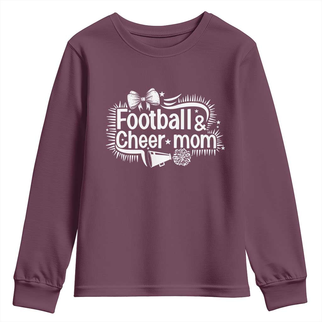 Football And Cheer Mom Quote Youth Sweatshirt Sport Cheerleading Season Gift - Wonder Print Shop