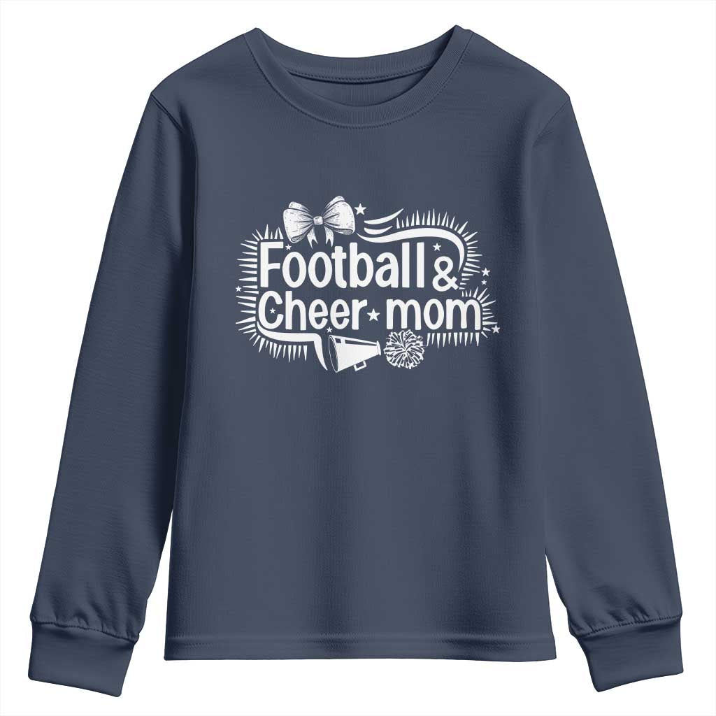 Football And Cheer Mom Quote Youth Sweatshirt Sport Cheerleading Season Gift - Wonder Print Shop