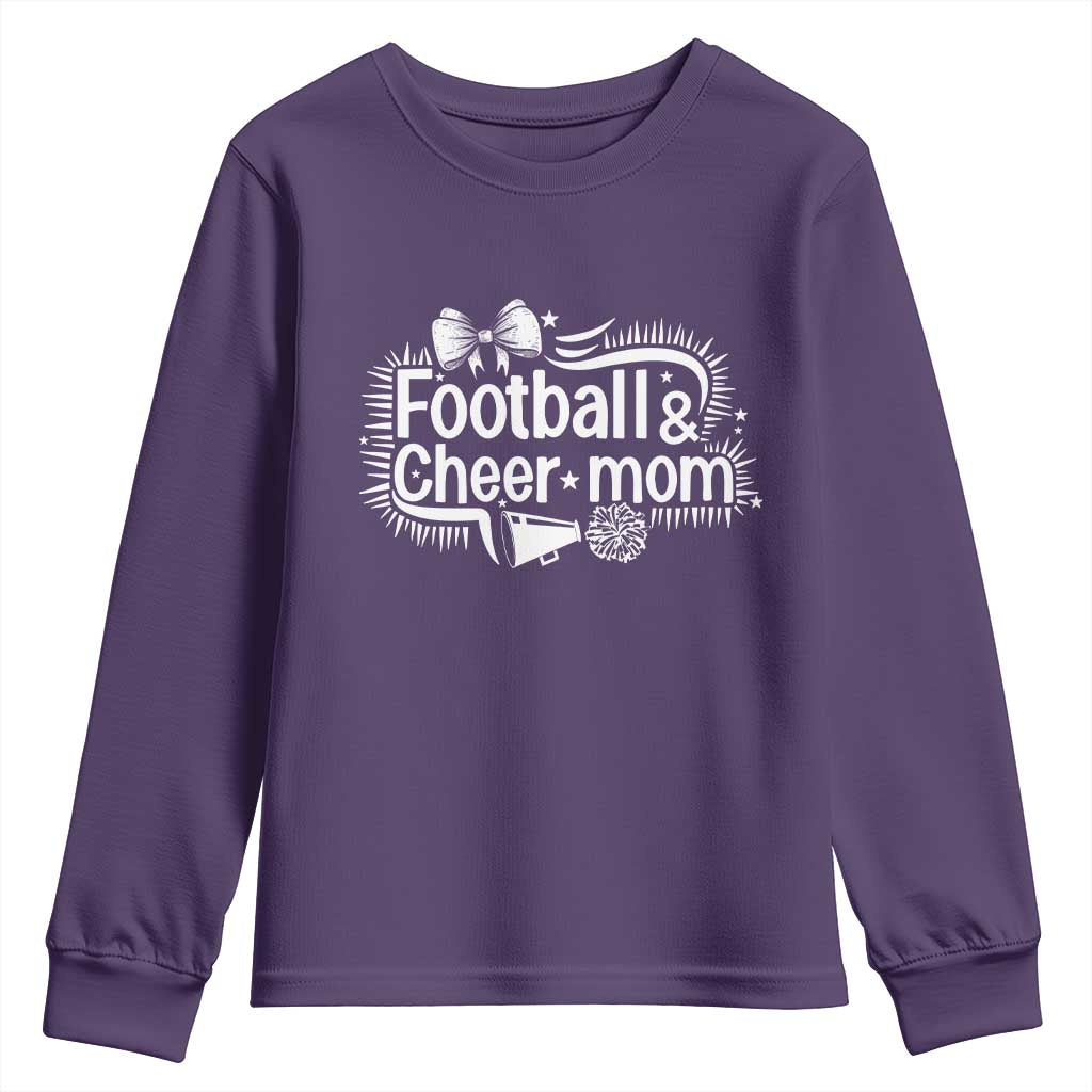 Football And Cheer Mom Quote Youth Sweatshirt Sport Cheerleading Season Gift - Wonder Print Shop