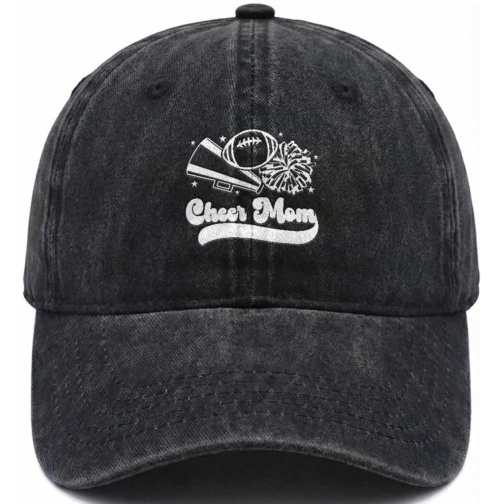 Cheer Mom Football Game Day Washed Cotton Baseball Cap Cheerleader Team Spirit Gift