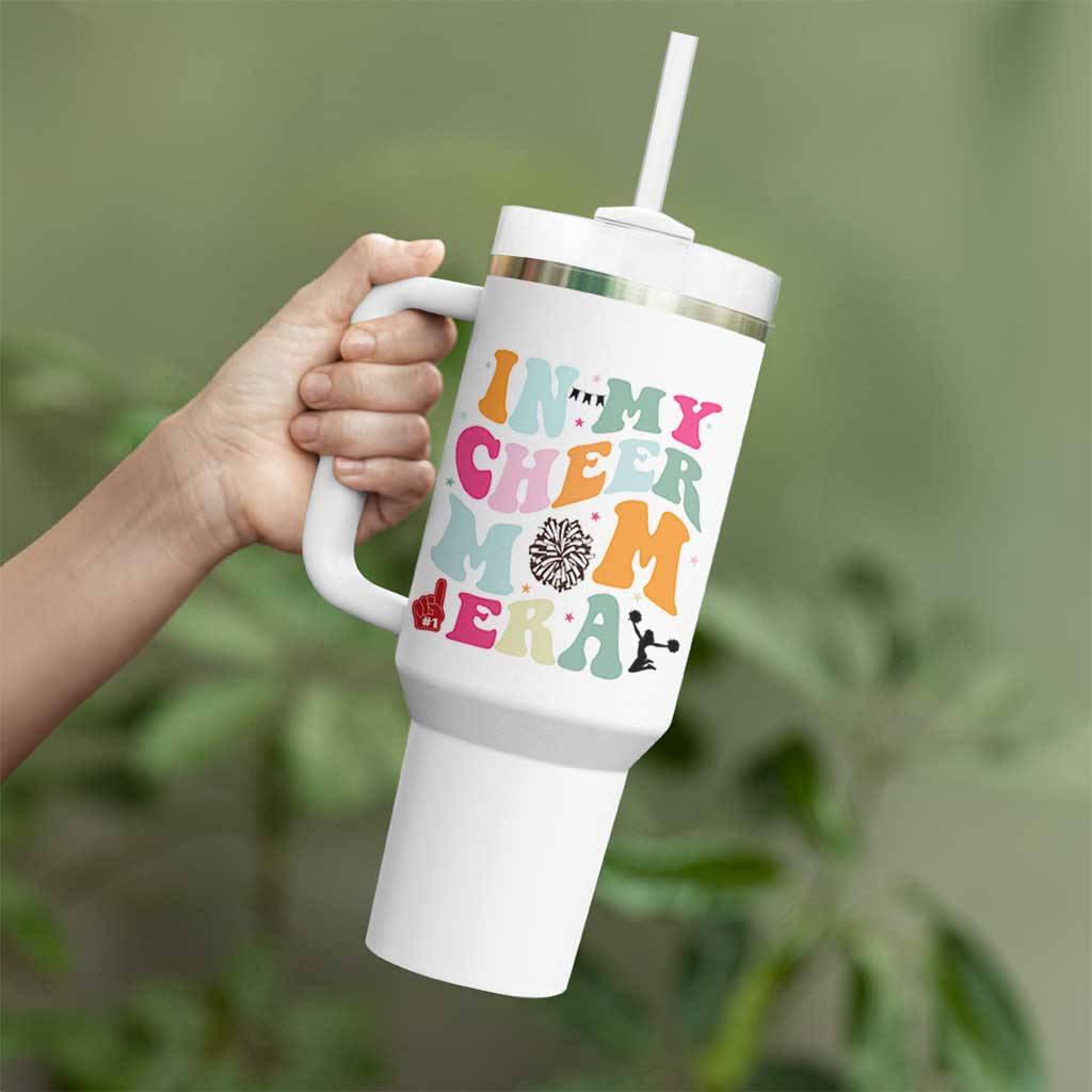 In My Cheer Mom Era Tumbler With Handle Cheerleading Gift - Wonder Print Shop
