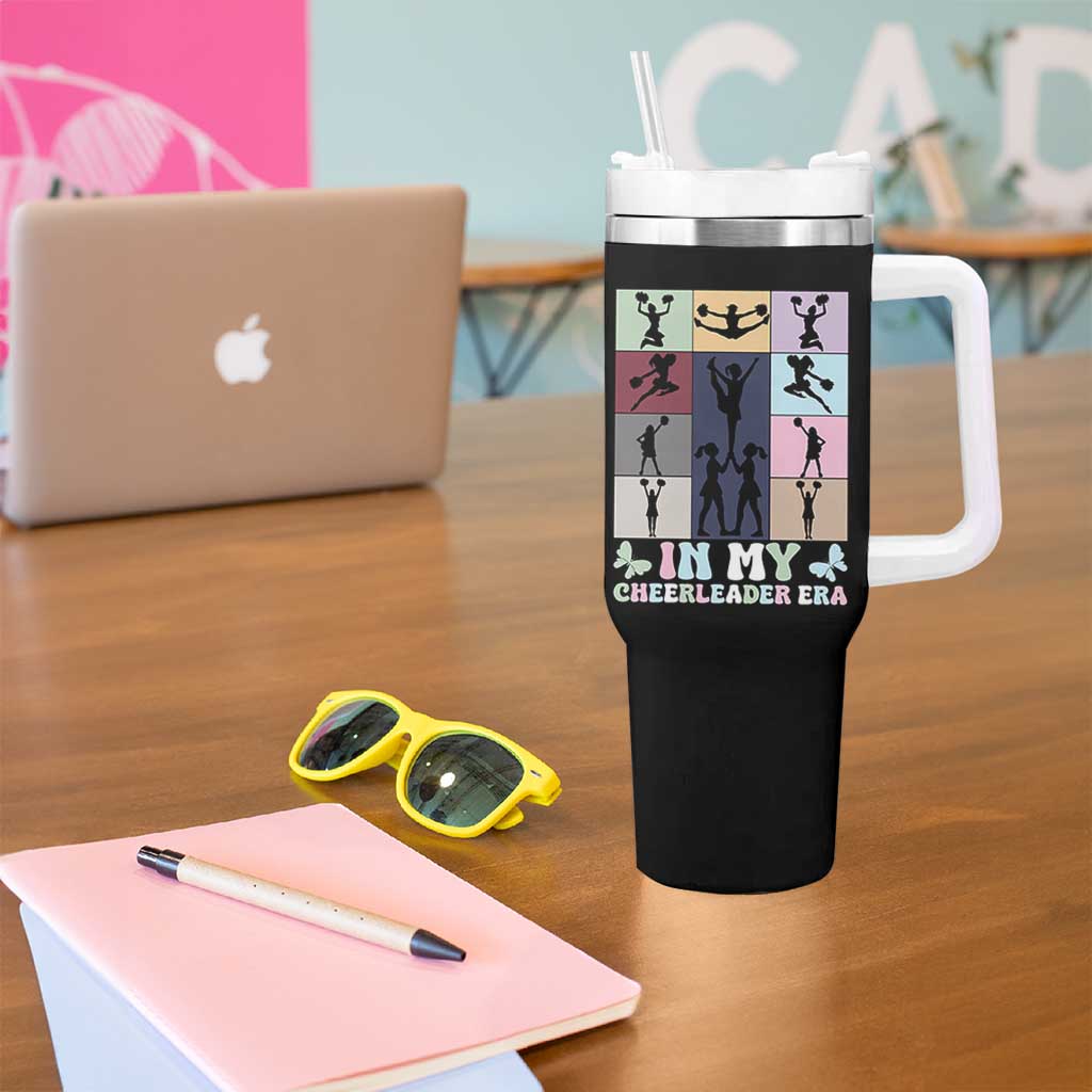 In My Cheer Mom Era Tumbler With Handle Cheerleader Squad Fan Gift - Wonder Print Shop