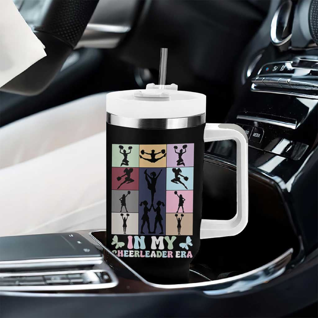 In My Cheer Mom Era Tumbler With Handle Cheerleader Squad Fan Gift - Wonder Print Shop
