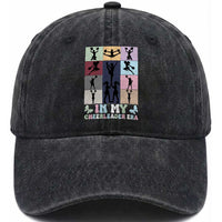 In My Cheer Mom Era Washed Cotton Baseball Cap Cheerleader Squad Fan Gift