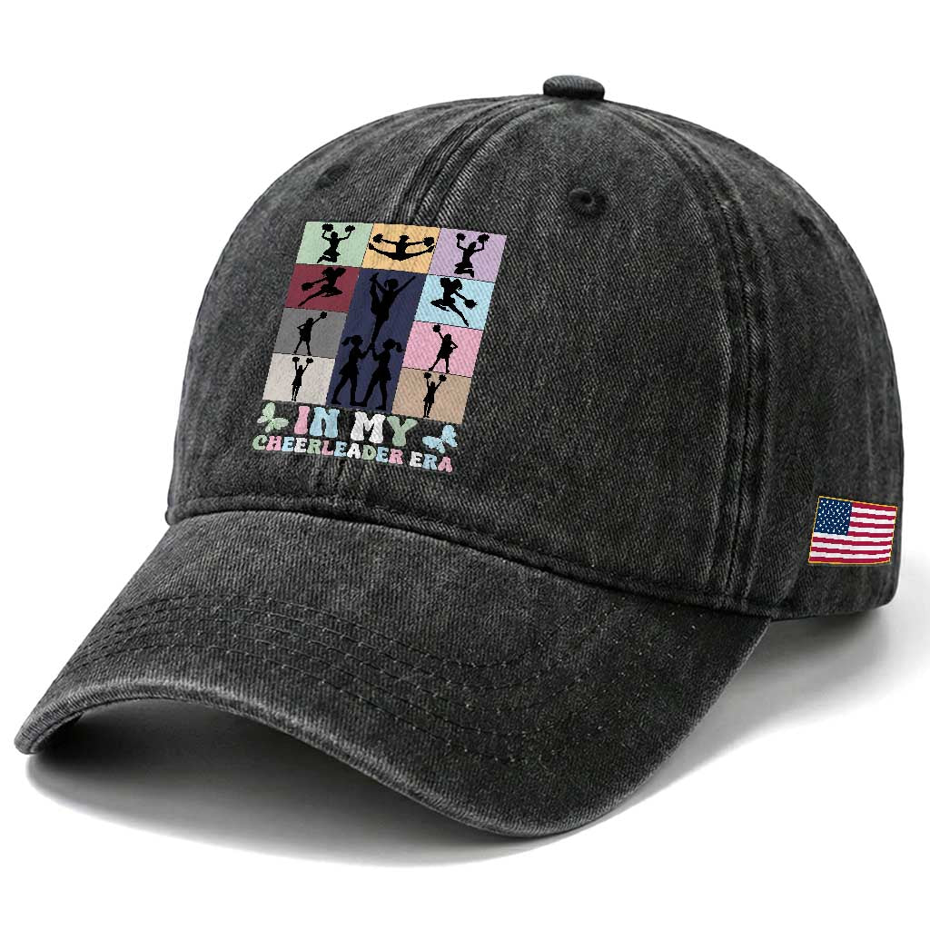 In My Cheer Mom Era Washed Cotton Baseball Cap Cheerleader Squad Fan Gift