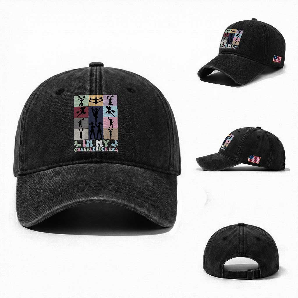 In My Cheer Mom Era Washed Cotton Baseball Cap Cheerleader Squad Fan Gift