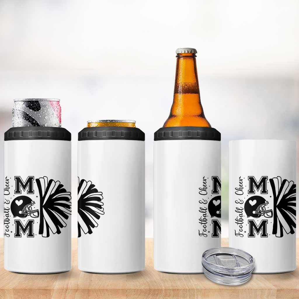 Proud Football And Cheer Mom Quote 4 in 1 Can Cooler Tumbler Gift For Sports Season - Wonder Print Shop