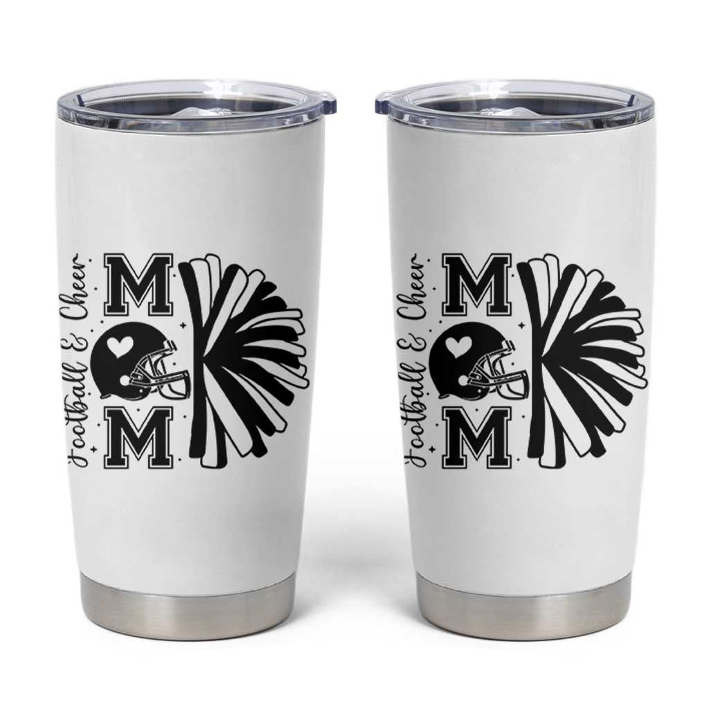 Proud Football And Cheer Mom Quote Tumbler Cup Gift For Sports Season - Wonder Print Shop