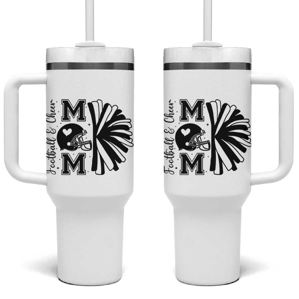 Proud Football And Cheer Mom Quote Tumbler With Handle Gift For Sports Season - Wonder Print Shop