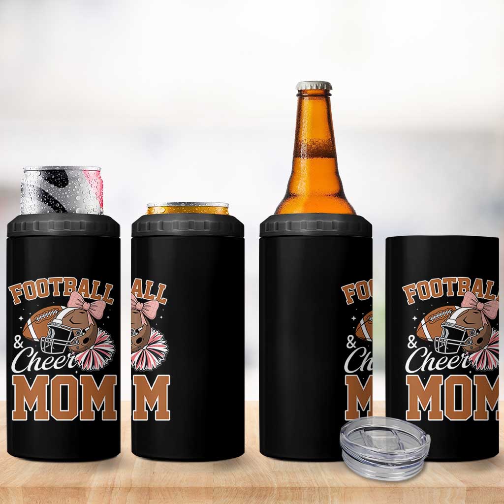 Funny Football And Cheer Mom Quote 4 in 1 Can Cooler Tumbler Sports Season Gift - Wonder Print Shop