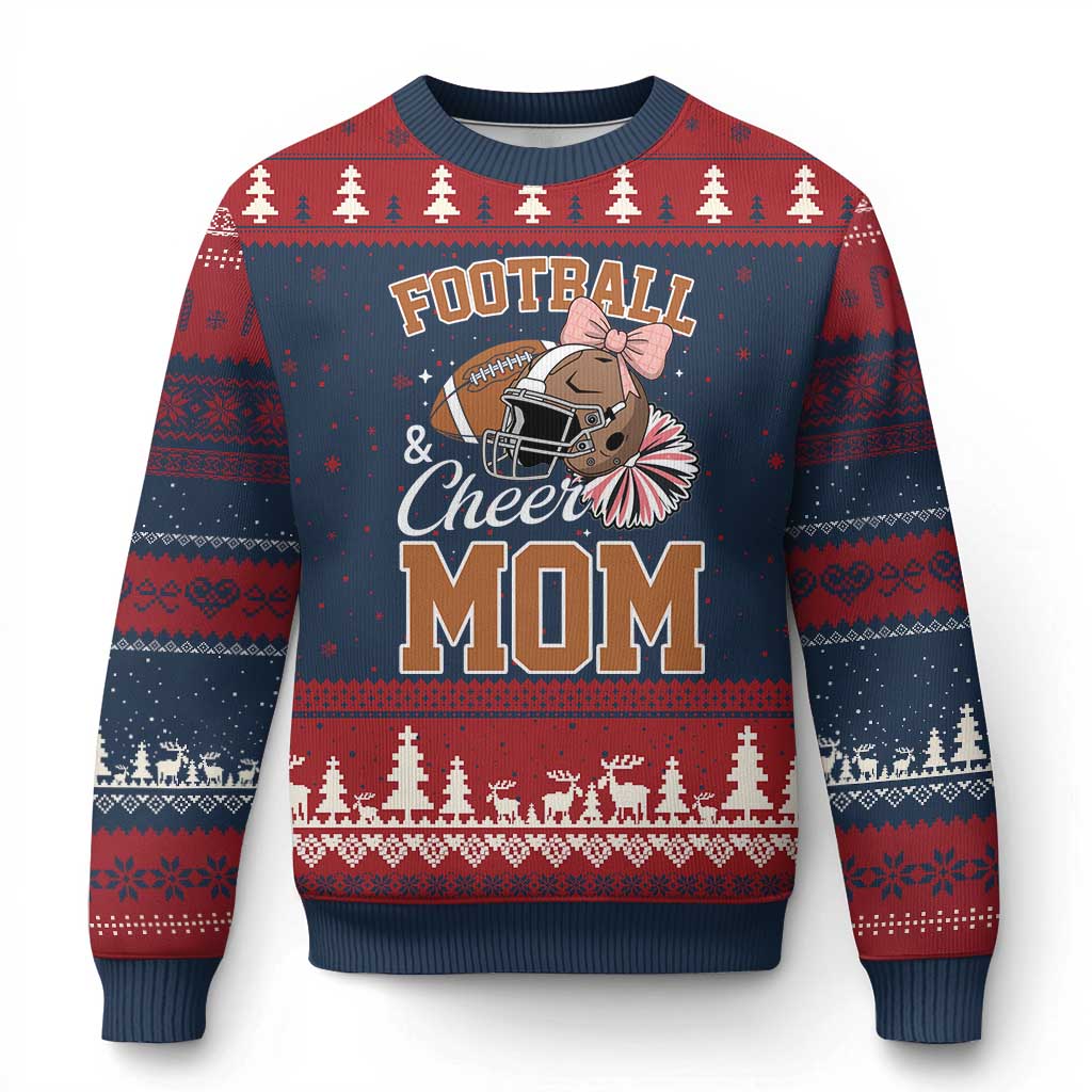 Funny Football And Cheer Mom Quote Ugly Christmas Sweater Sports Season Gift - Wonder Print Shop