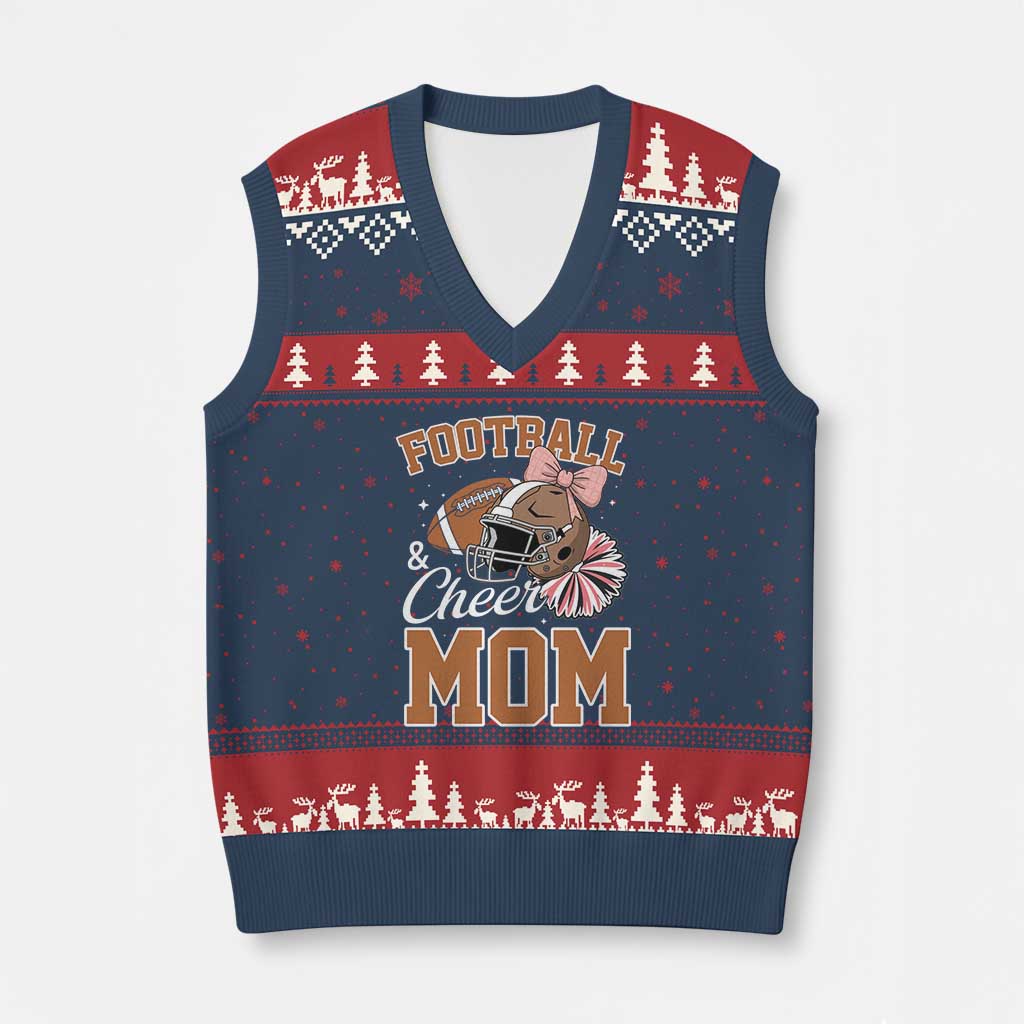 Funny Football And Cheer Mom Quote V-Neck Knit Sweater Vest Sports Season Gift - Wonder Print Shop