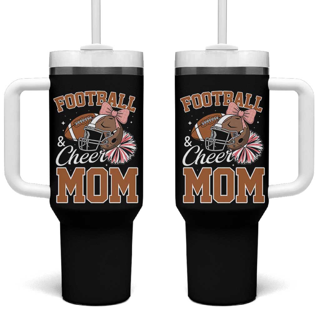 Funny Football And Cheer Mom Quote Tumbler With Handle Sports Season Gift - Wonder Print Shop