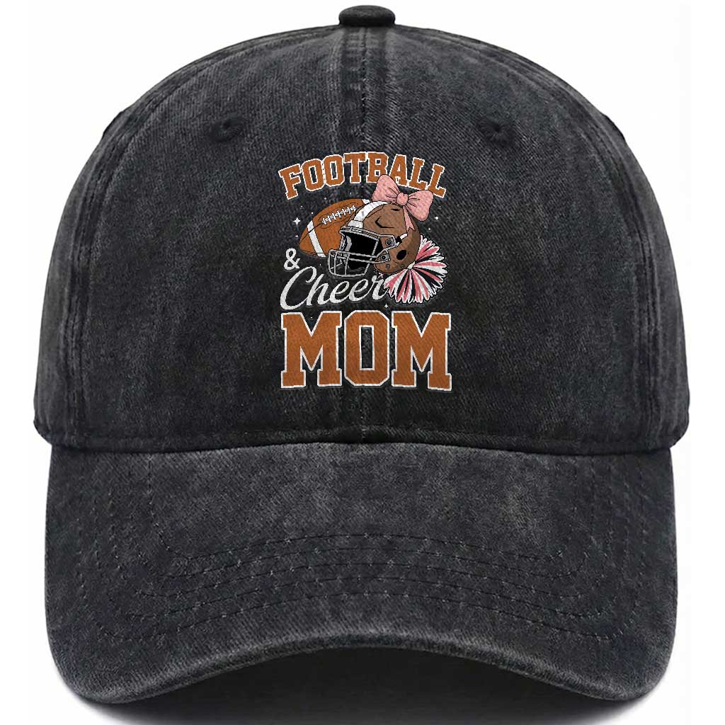 Funny Football And Cheer Mom Quote Washed Cotton Baseball Cap Sports Season Gift