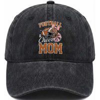 Funny Football And Cheer Mom Quote Washed Cotton Baseball Cap Sports Season Gift